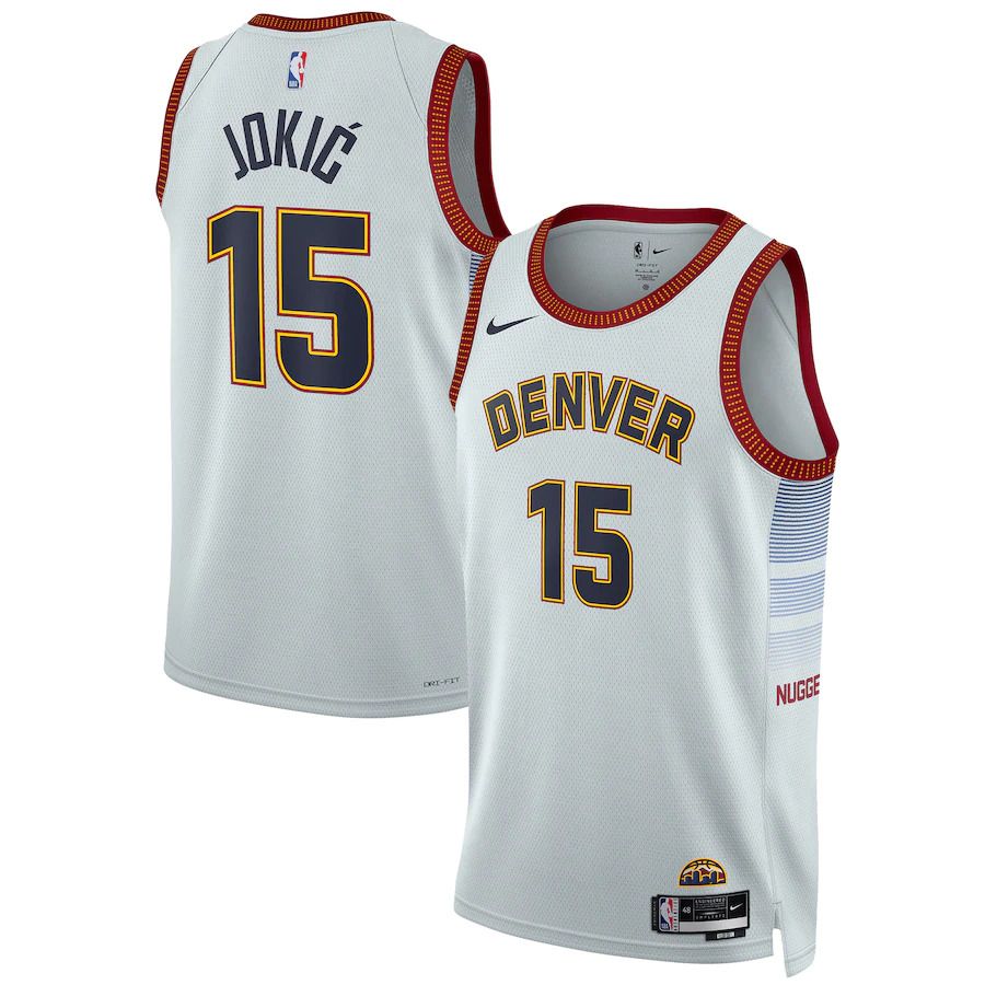 Men Denver Nuggets #15 Nikola Jokic Nike Silver City Edition 2022-23 Swingman NBA Jersey->denver nuggets->NBA Jersey